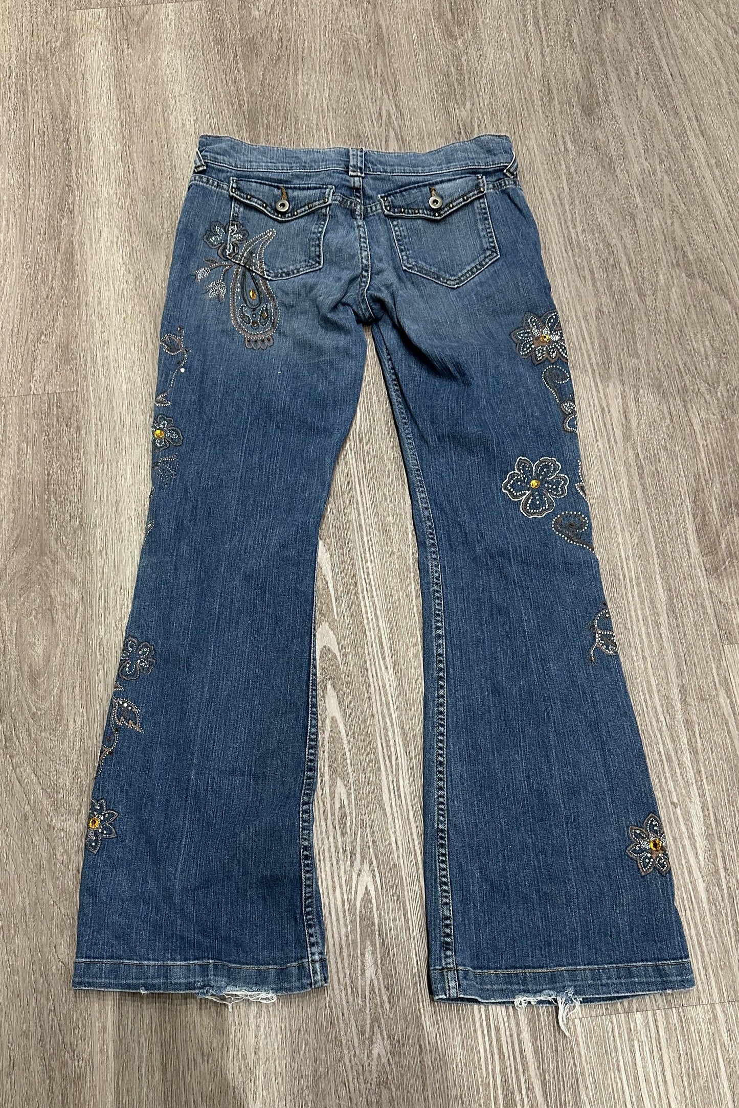 Vintage Embroidered Low Rise Bootcut X2 Floral Gem Jeans