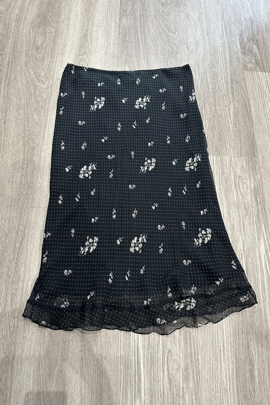 Vintage ALLISON TAYLOR Floral Maxi Skirt Black