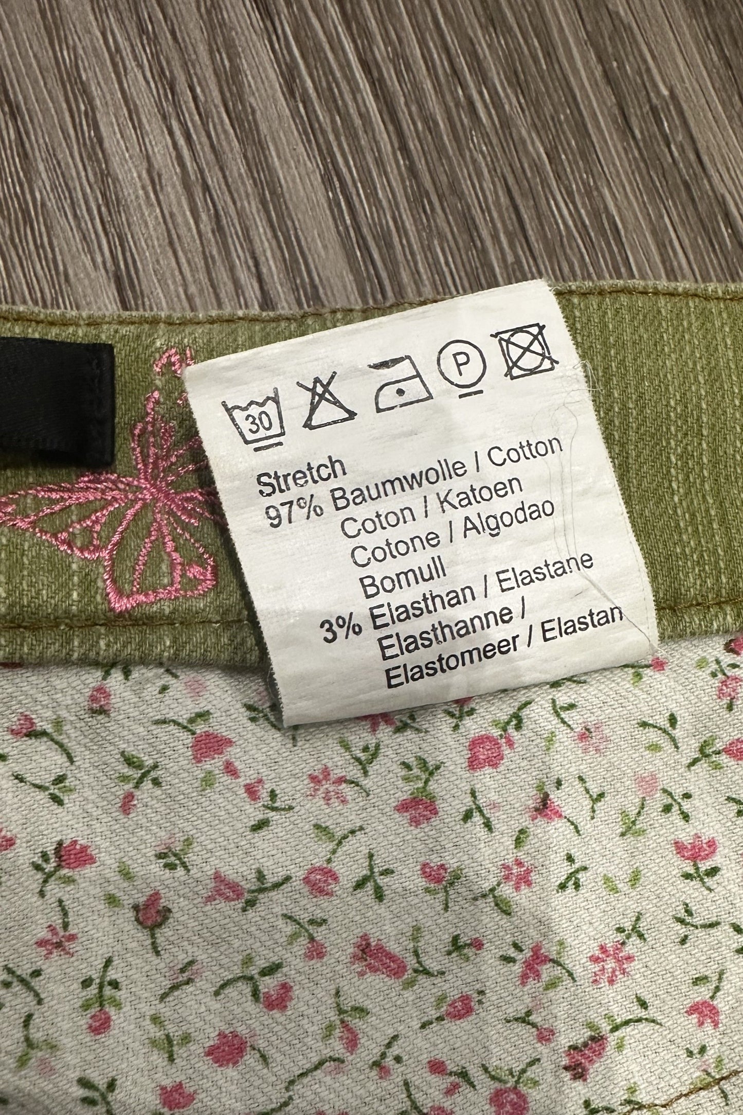 Vintage Betty Barclay Floral Denim Mini Skirt Green