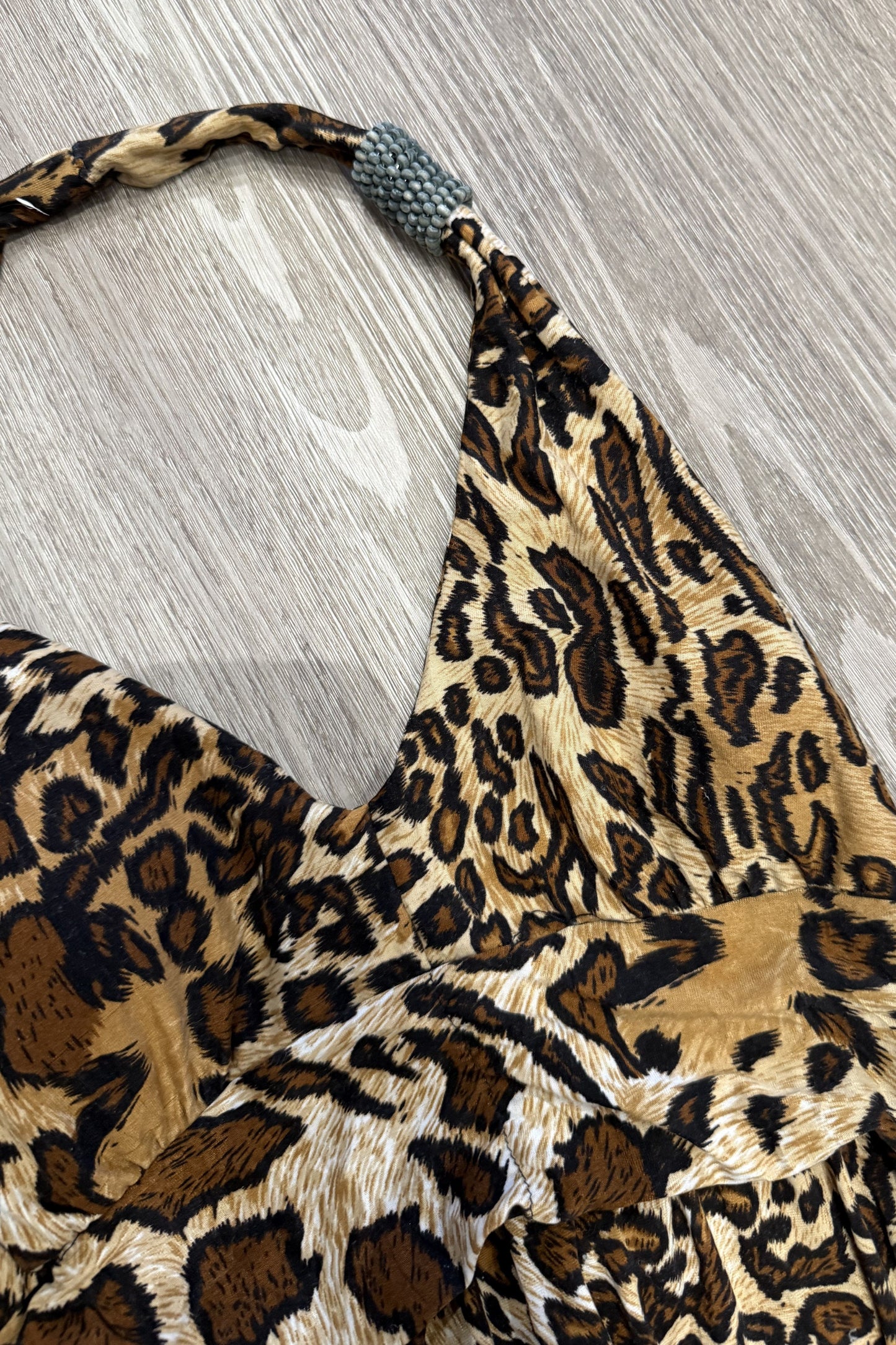 Vintage Cristinalove Leopard Print Midi Dress