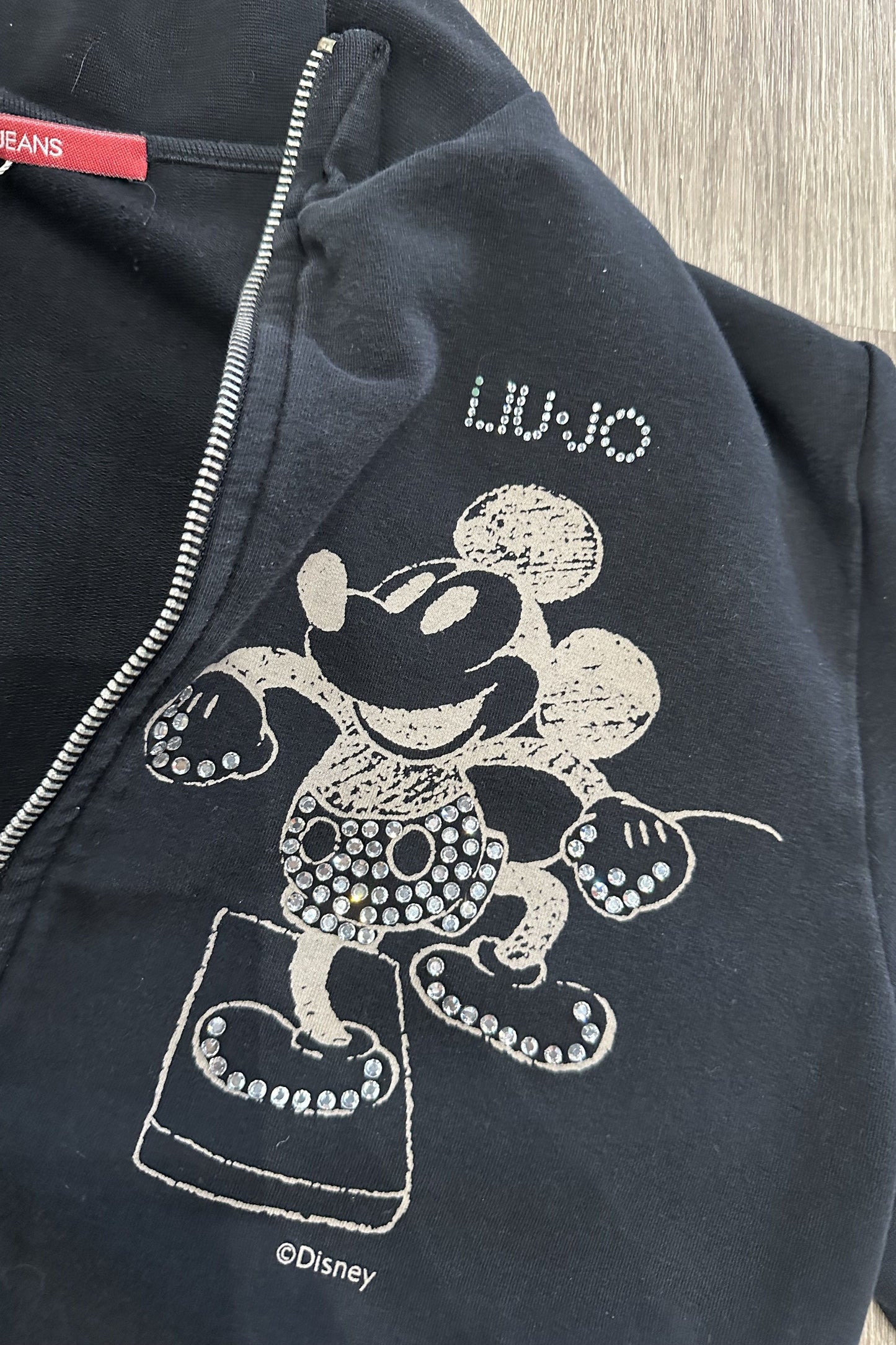 Vintage Diamonte Micky Zip Up Jumper Black