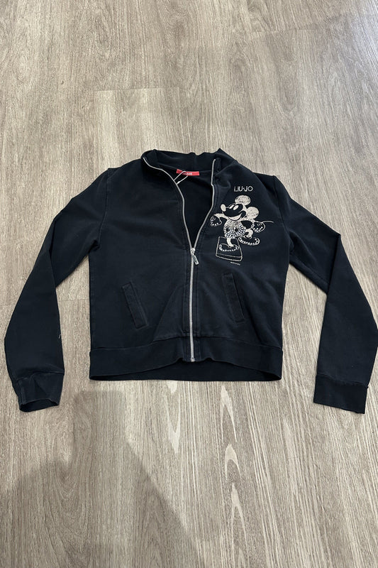 Vintage Diamonte Micky Zip Up Jumper Black