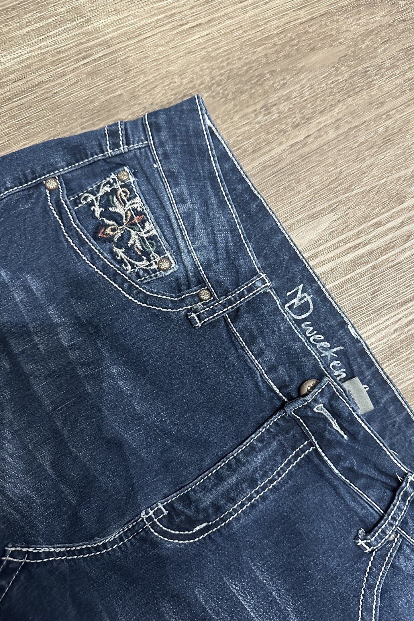 Vintage ND Weekend Embroidered Denim Mini Skirt
