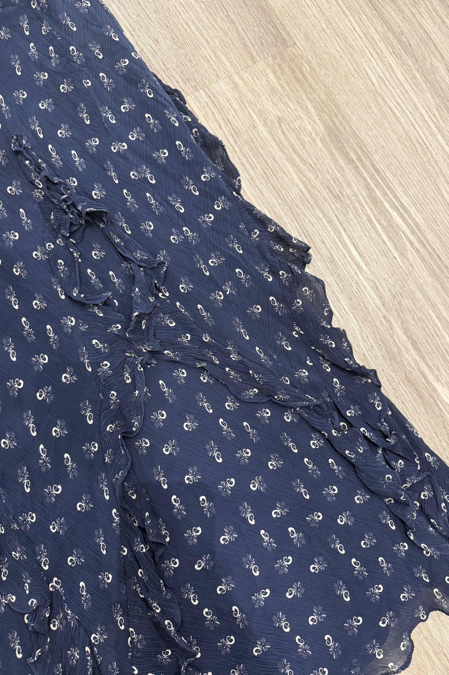 Vintage Ralph Lauren Ruffle Maxi Skirt Navy