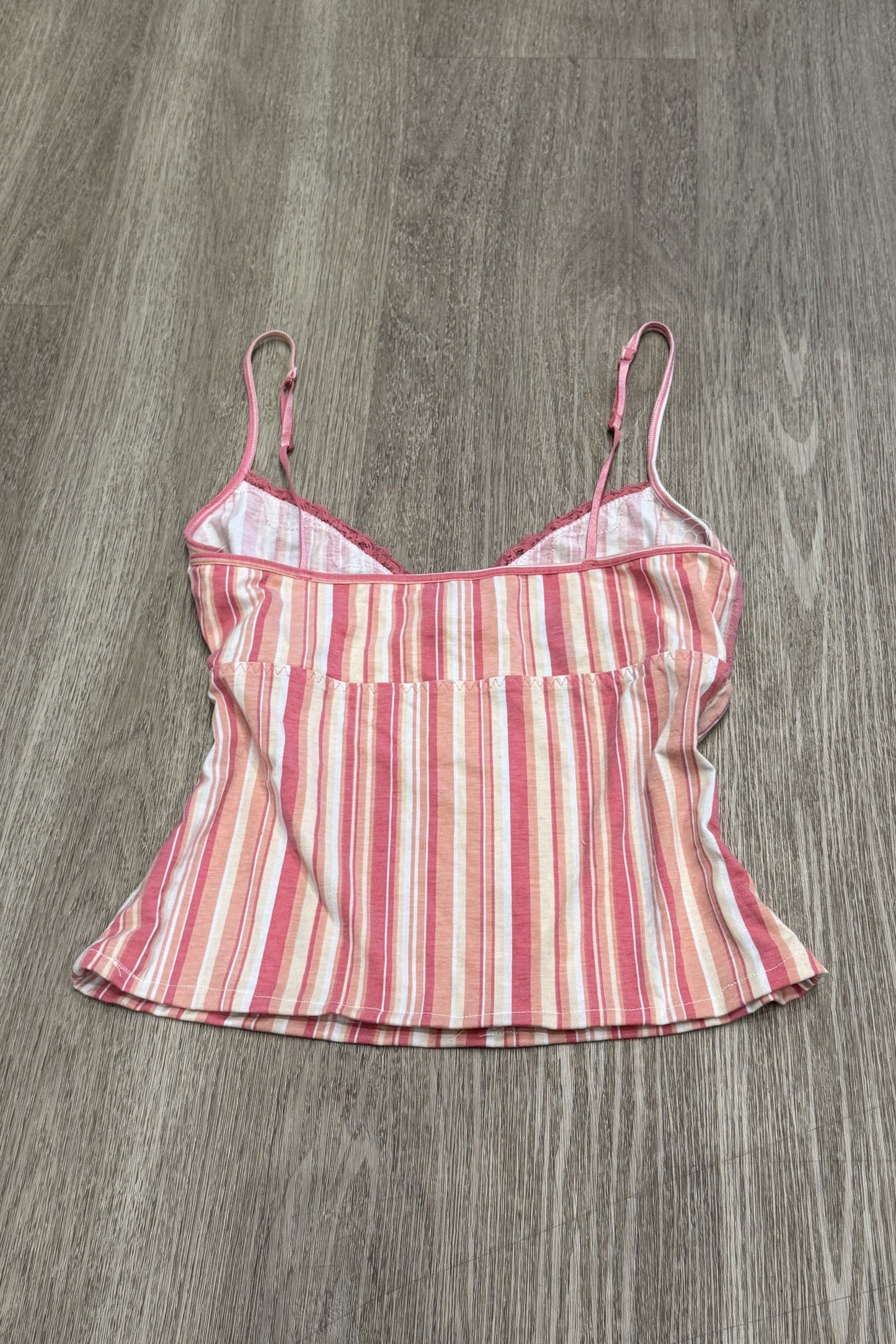 Vintage Stripe Lace Cami Top Pastel Pink/Peach