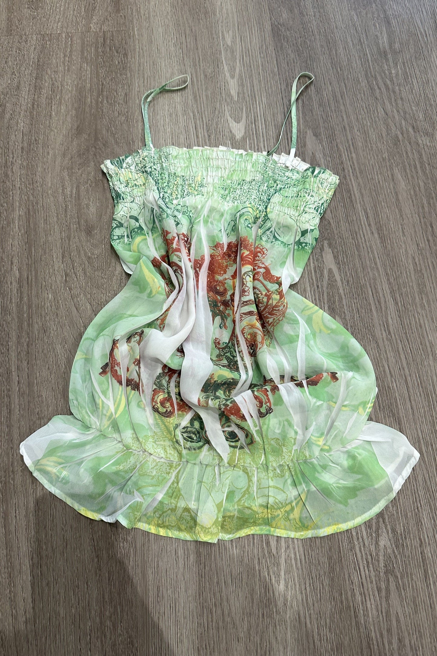 Vintage Green Elastic Top
