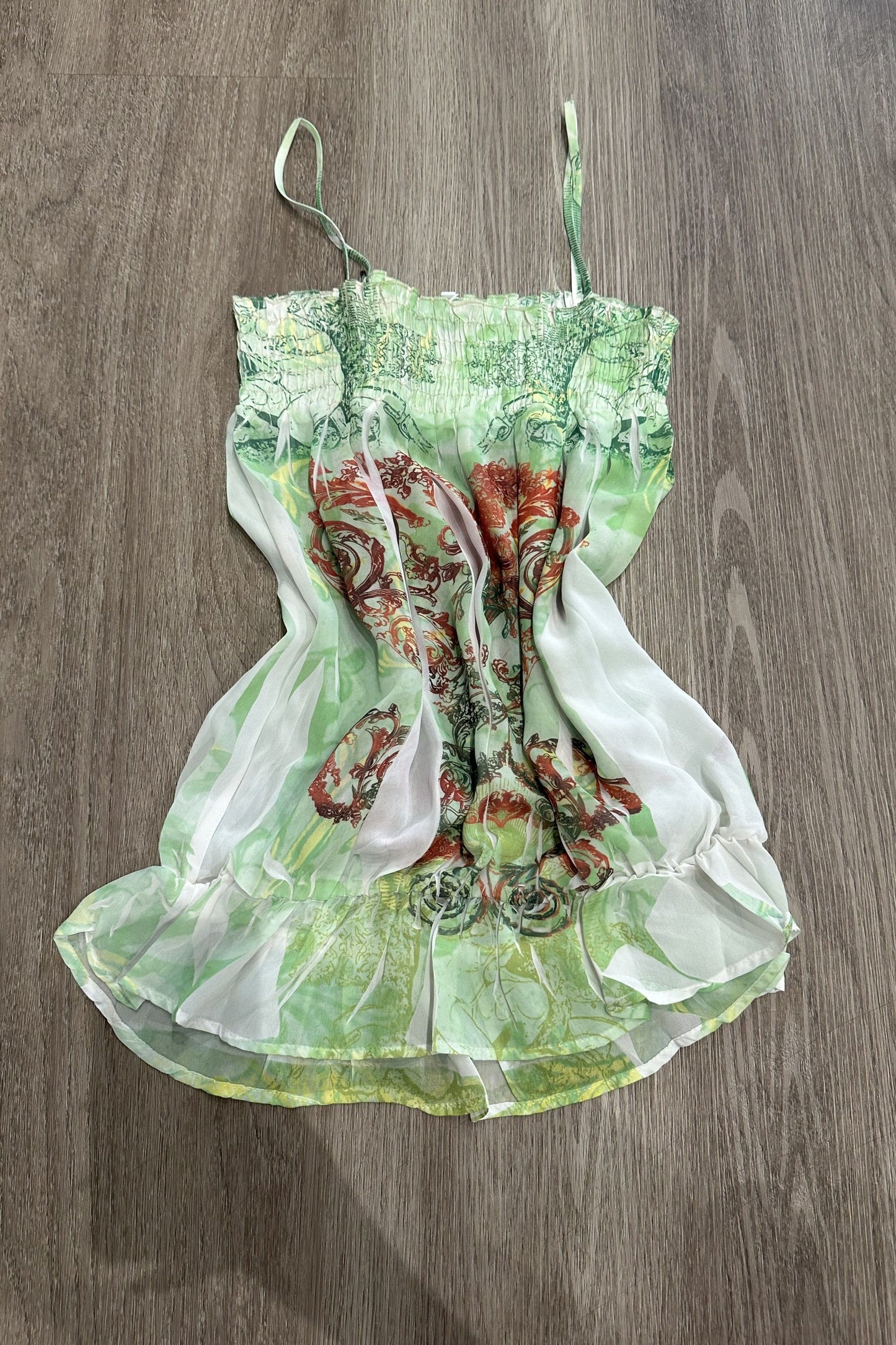 Vintage Green Elastic Top