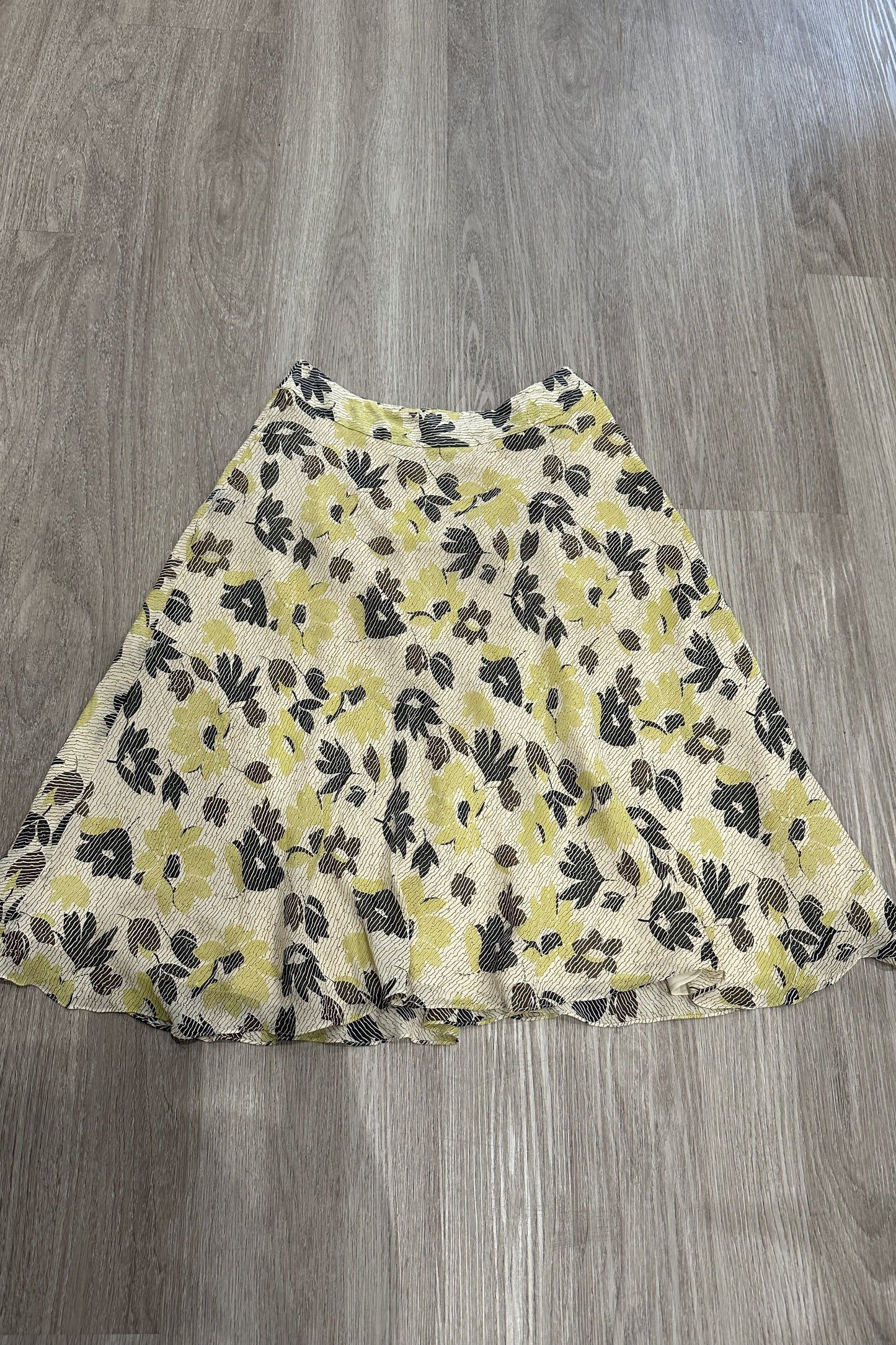 Vintage Floral Midi Skirt Yellow