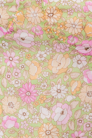 mini dress shoulder tie up floral print